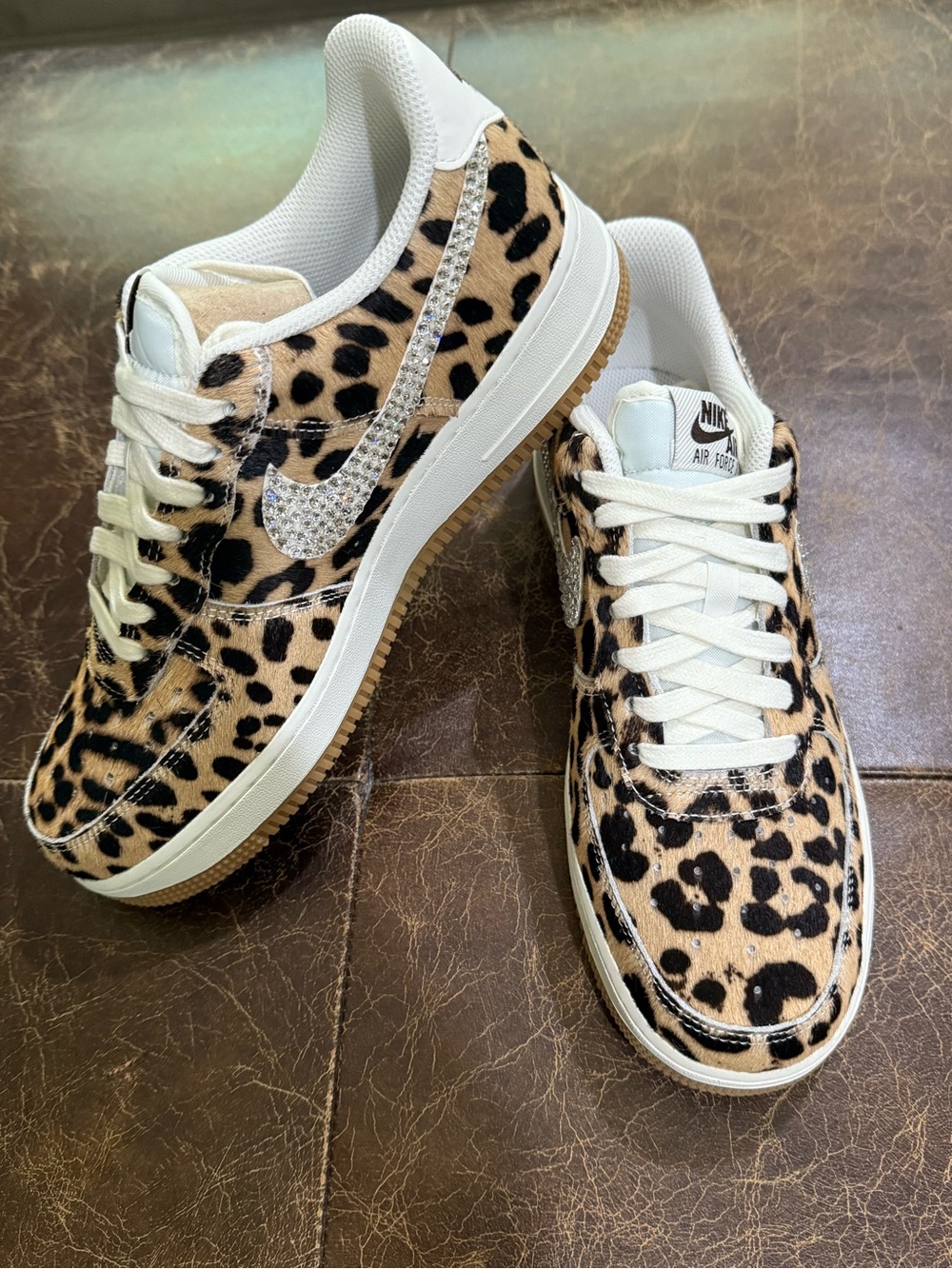 Nike Air Force 1 ‘07 ND1 Sneaker. CUSTOMIZED Leopard with Swarovski bling! 8.5
